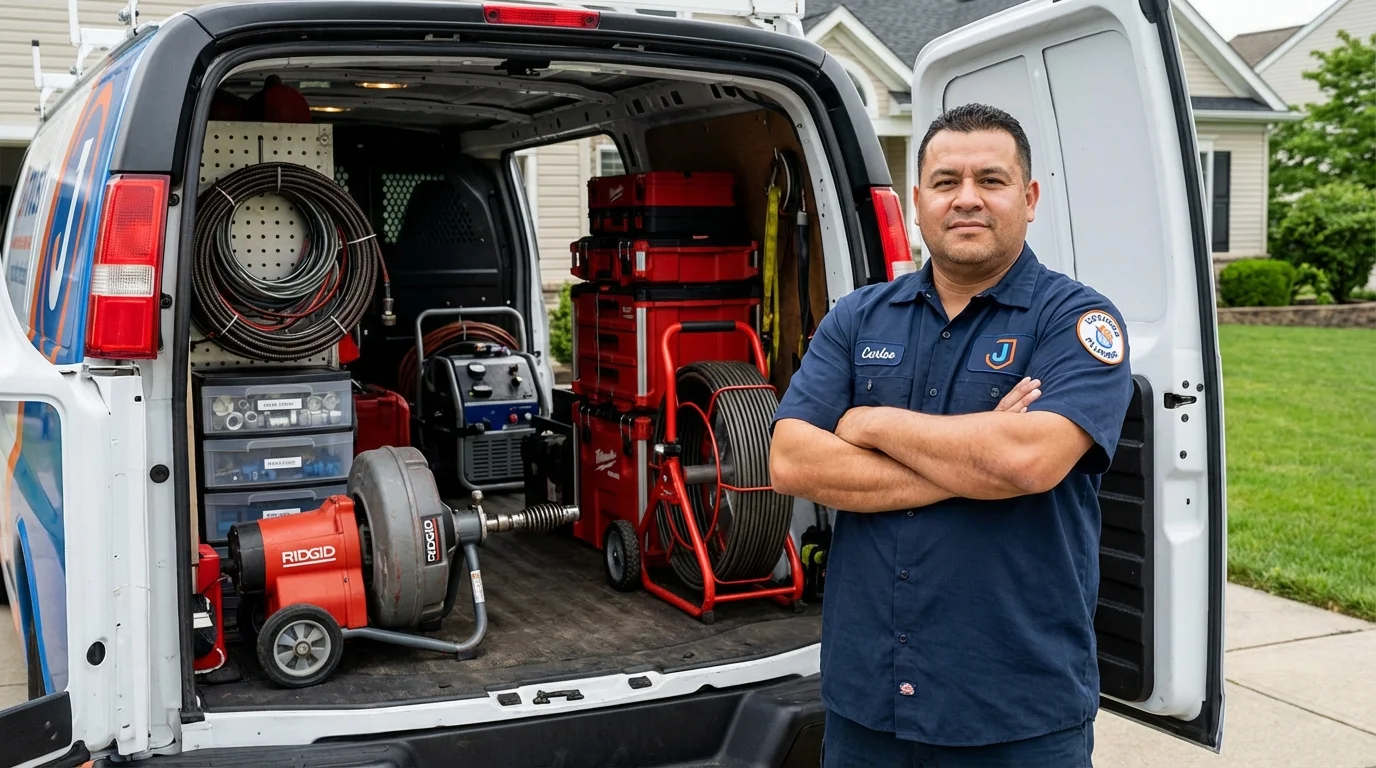 Professional drain cleaning equipment and Johns Plumbing LLC plumber in Plain City